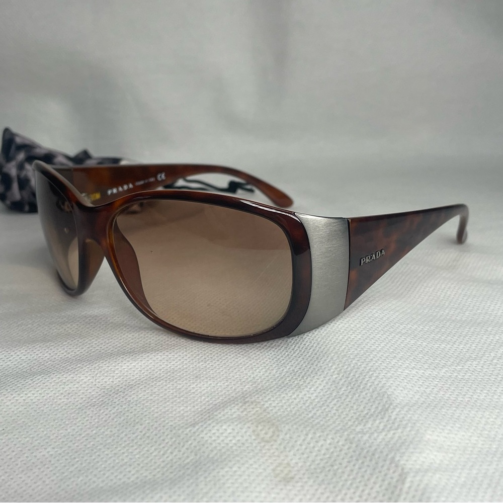 Prada Wraps Eyeglasses Frames ONLY Tortoise Brushed Aluminum SPR07G 61[]15-120